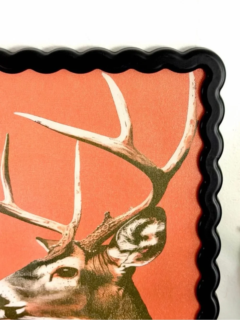 Buck Smoking a Cigarette Deer Vintage Style Canvas Art Print Wavy Black Frame